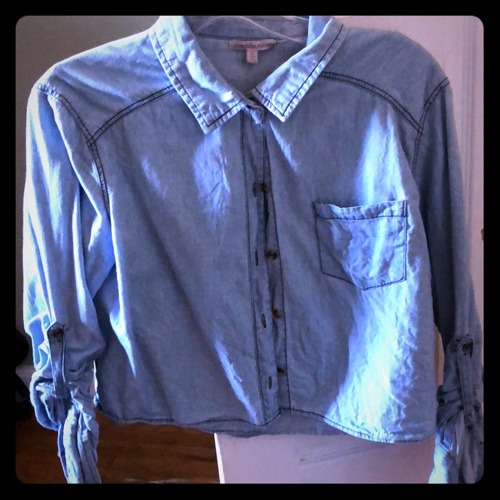 Denim crop shirt